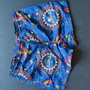 Colorful Swim Shorts with Parrot Design